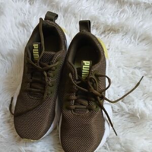 Puma Olive Sneakers with Yellow Highlights